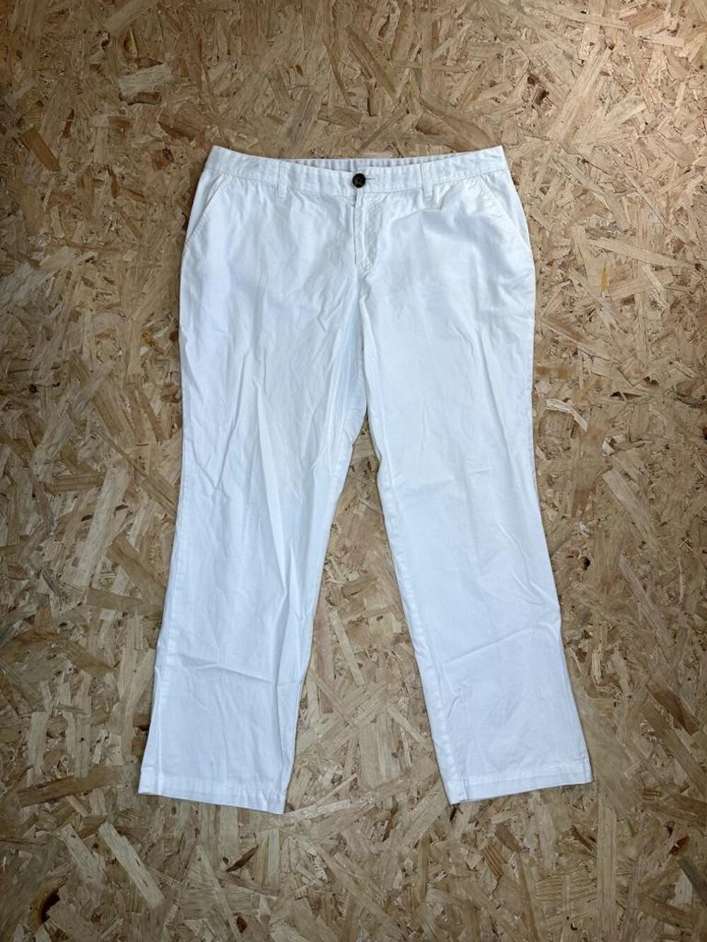 Laura Scott Petite White Chino Pants Womens 14P Cotton Stretch Straight Leg